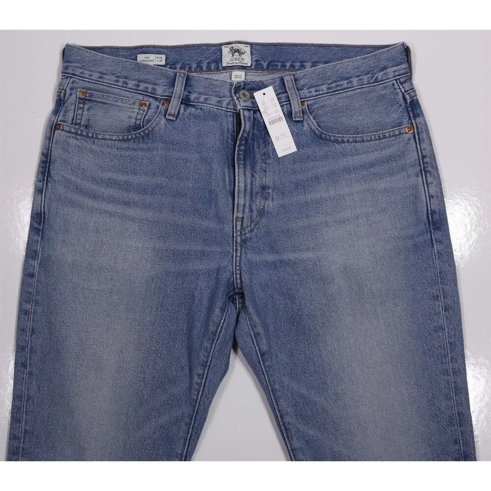 J Crew Men's 770 Straight-fit Light Wash Jeans 33x30 NWT New